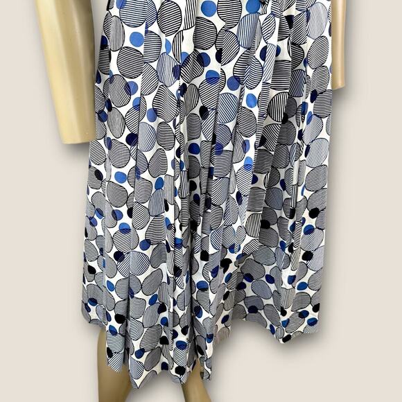 Anne Klein Sleeveless Polka Dot Pleated Fit Flare Tie Belt Sheath Dress Size 6 - Picture 8 of 16